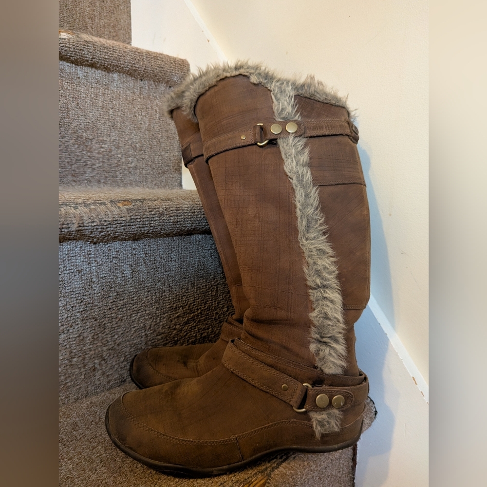 Brown Faux Fur Lined Knee-High Boots